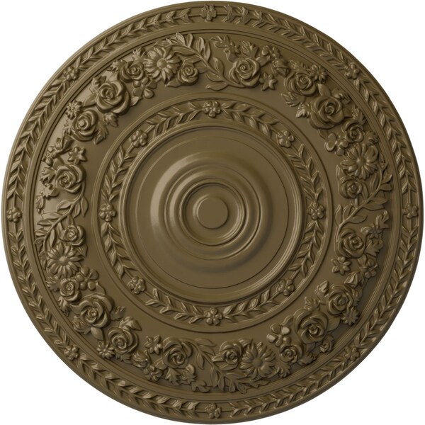 Ekena Millwork Rose Ceiling Medallion (Fits Canopies up to 13 1/2"), 33 7/8"OD x 2 3/8"P, Mississippi Mud CM33ROMMF - main